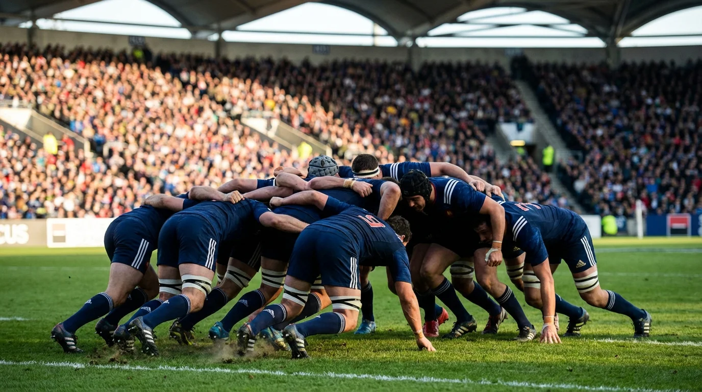 Équipe de France de rugby en action sur le terrain