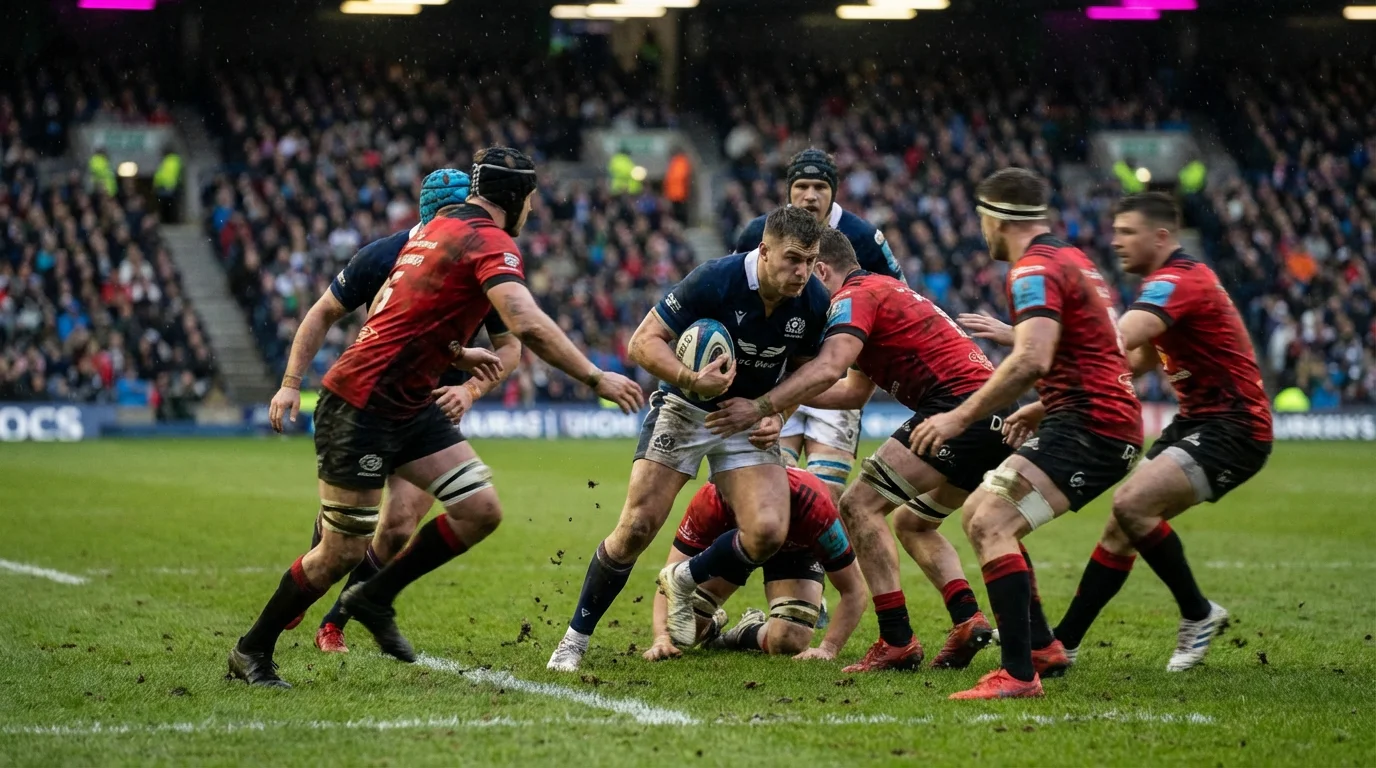 Action de jeu lors d'un match de rugby professionnel